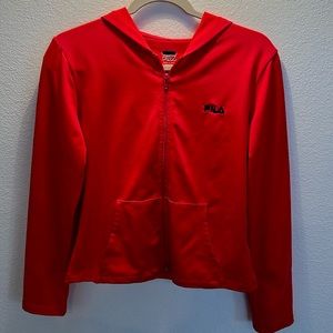 Vibrant hot pink Fila zip up hoodie / jacket.